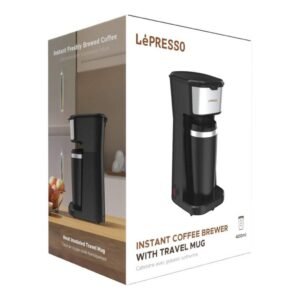 LEPRESSO INSTANT COFFEE BREWER WITH TRAVEL MUG LPCMTMBK