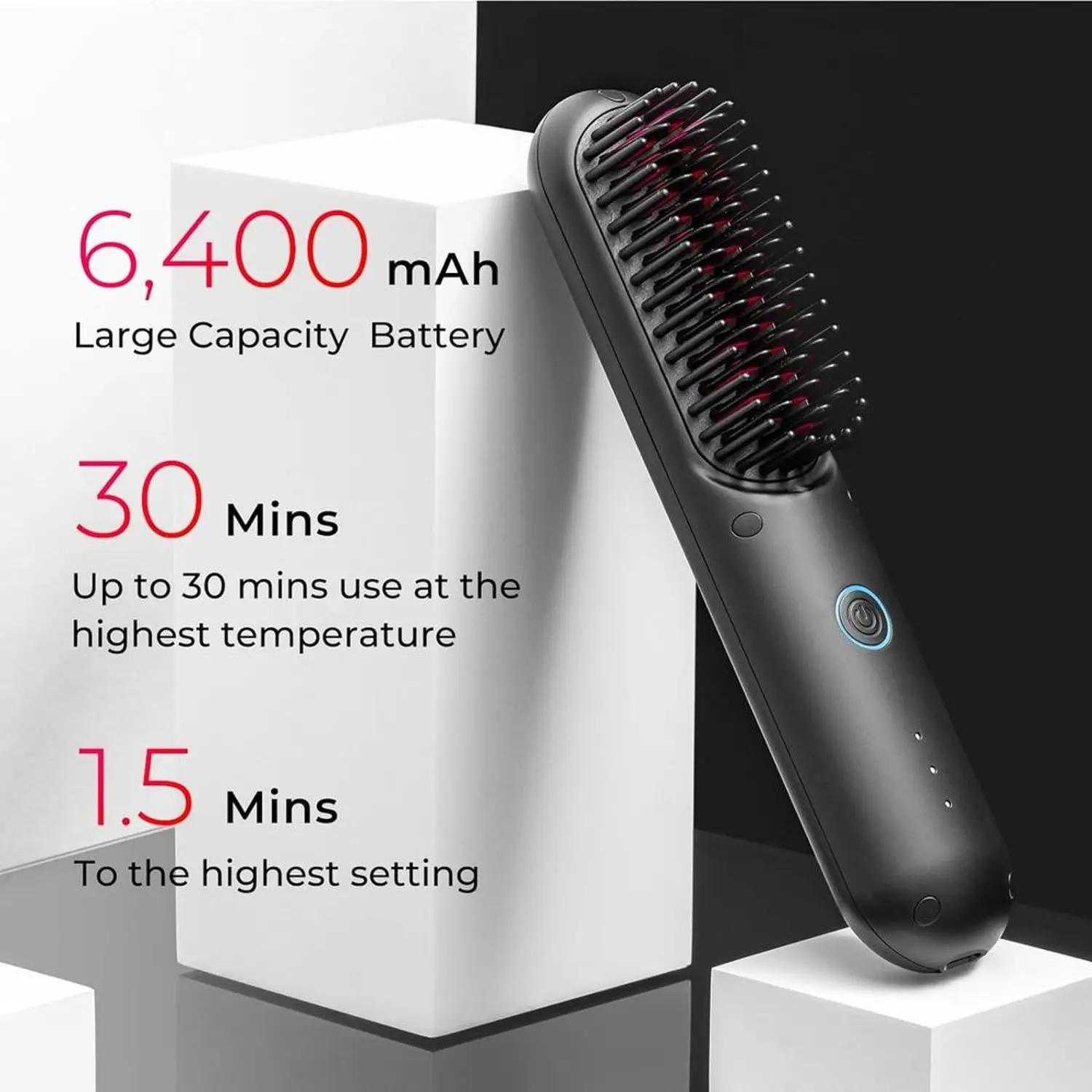 TYMO PORTA PORTABLE HAIR STRAIGHTENING BRUSH BLACK HC120 - Image 2