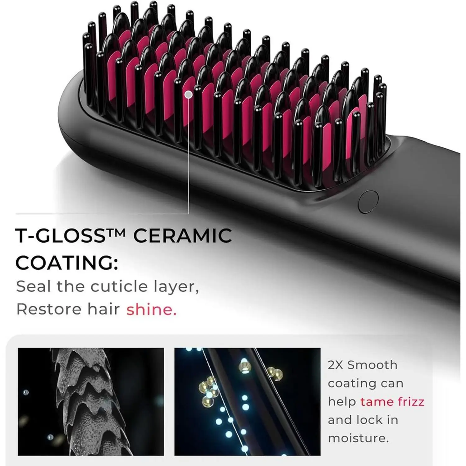 TYMO PORTA PORTABLE HAIR STRAIGHTENING BRUSH BLACK HC120 - Image 5