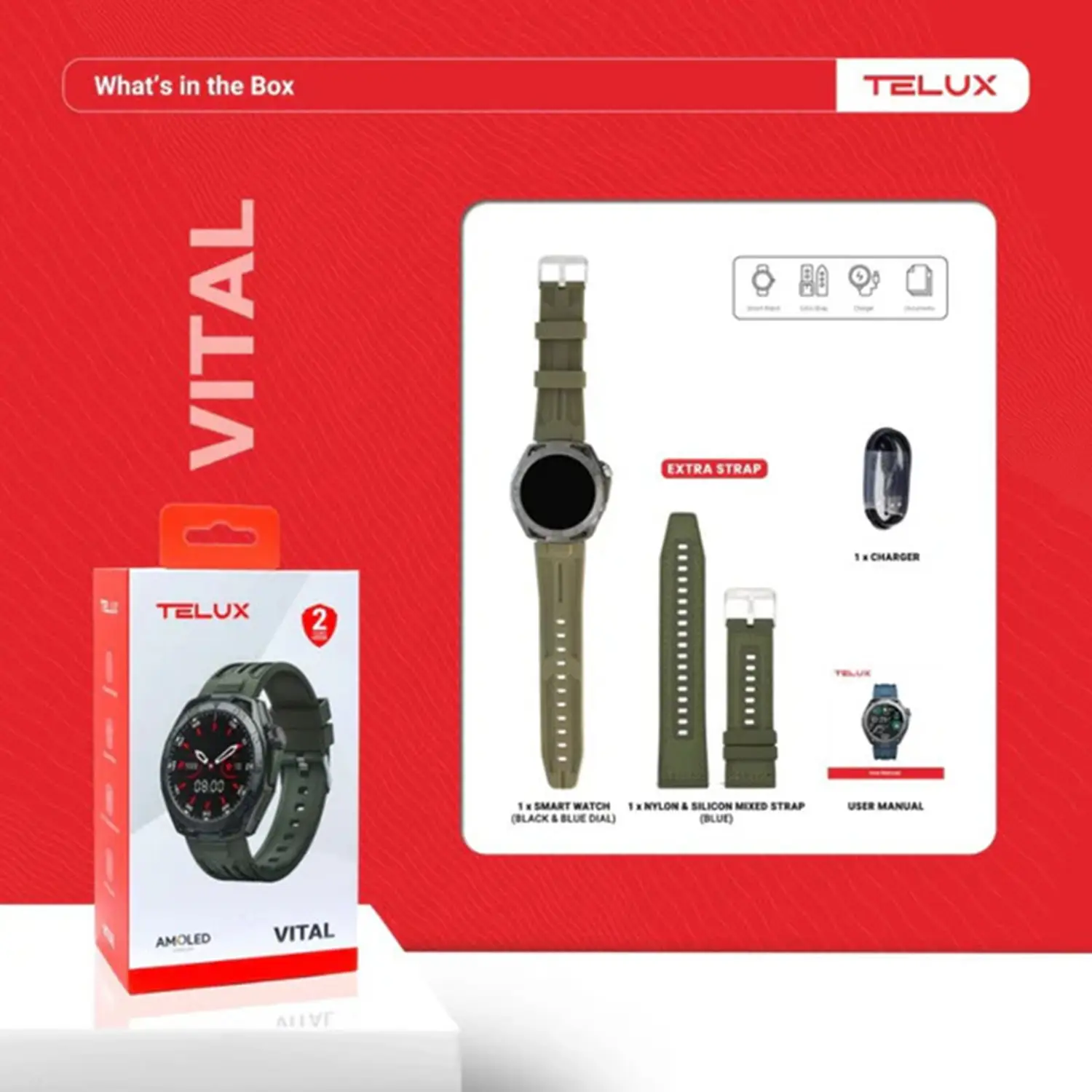 TELUX VITAL SMART WATCH GREEN LC311 - Image 2