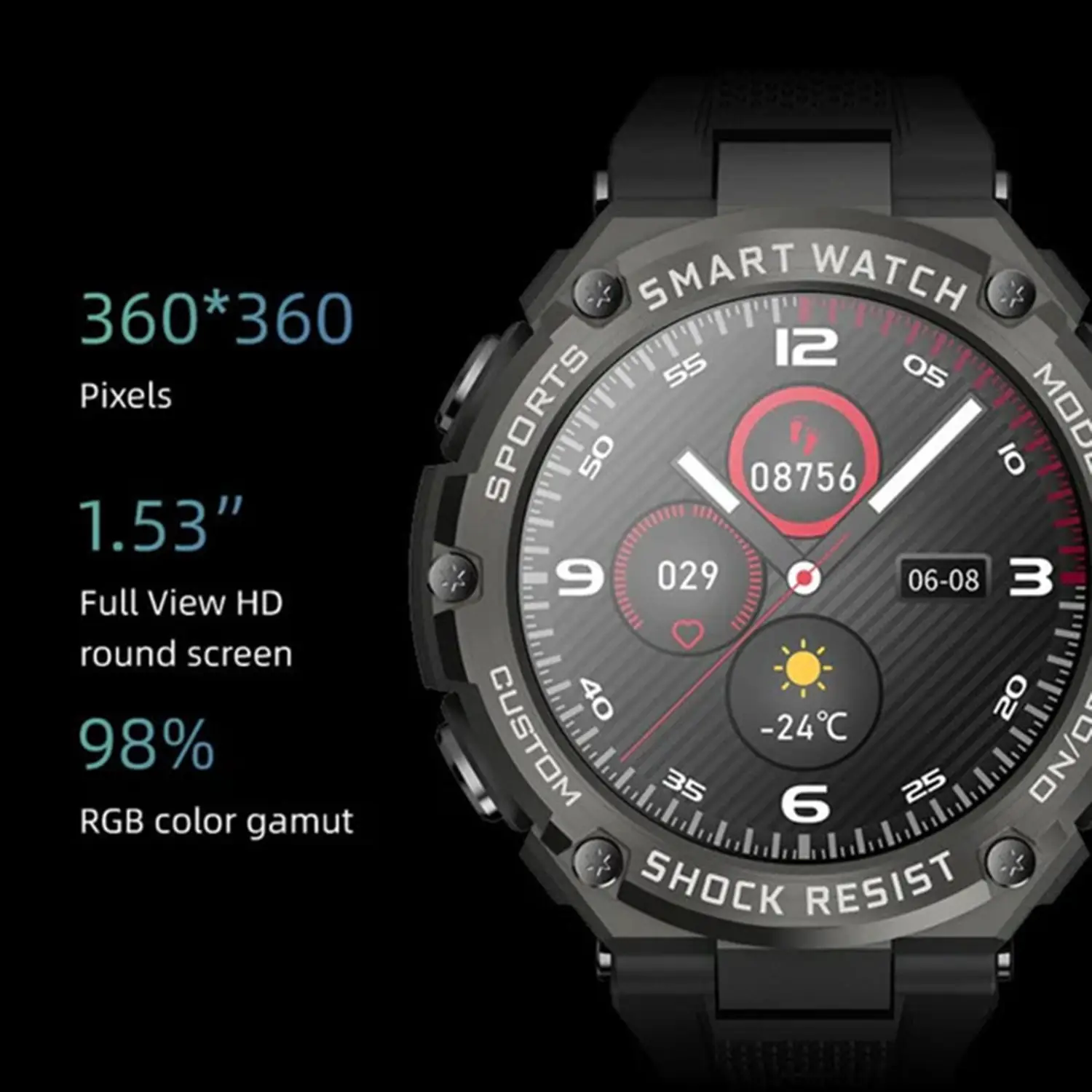 TELUX POWER FIT SMART WATCH BLACK Y2682 - Image 8
