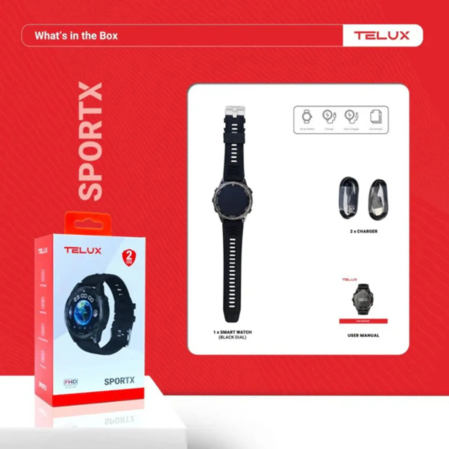 TELUX SPORTX SMART WATCH BLACK Y2680 - Image 9