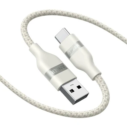 ANKER 322 USB A TO USB C CABLE 3FT BRAIDED WHITE A81H5H21